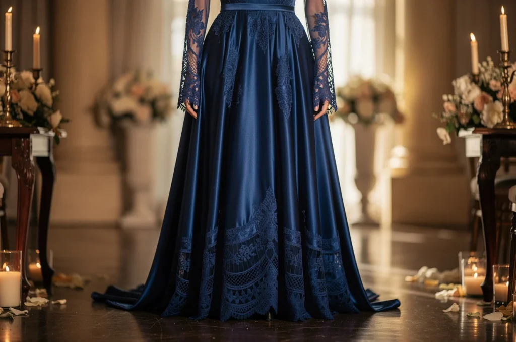 L’ascension irrésistible du bleu roi dans les robes de cérémonie